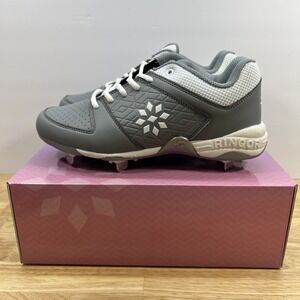 Ringor Rip-It Diamond Softball Spike White Women's  8.5 Metal Cleats‎ Gray